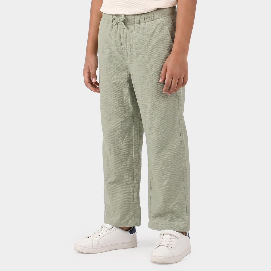 Girls Green Straight Fit Elastic Waist Pyjama, Light Green, large