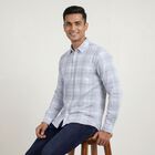 Men's Grey Cotton Classic Casual Shirt, Light Grey, small