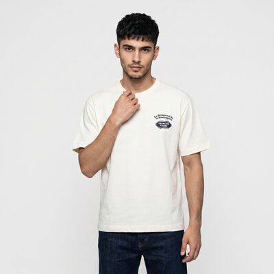 Men's Off White Cotton Round Neck Regular T-Shirt