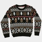 Boys Deep Charcoal Black Crew Neck Casual Pullover, Dark Green, small image number null