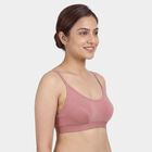 Women's Pink Cotton Blend Round Neck Wireless Non-Padded Bra, Light Pink, small