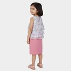 Girls White Floral Sleeveless Top and Pink Skirt Set, Light Pink, small