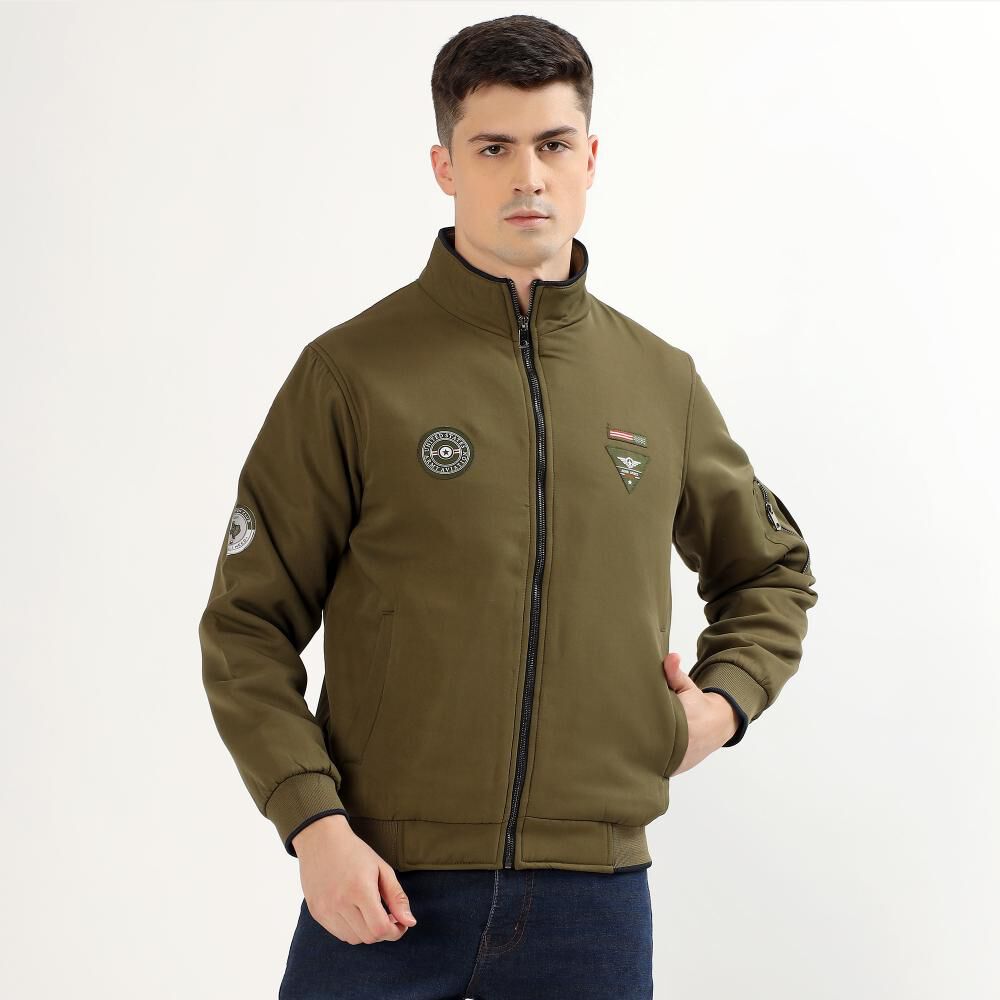 Driftwood Men's Muted Olive Green High Neck Casual Bomber Jacket
