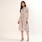 Women's Maroon V-Neck Classic Fit and Flare Dress, Maroon, small