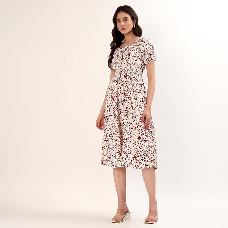 Women's Maroon V-Neck Classic Fit and Flare Dress, Maroon, large