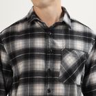 Men's Dusty Charcoal Black Plaid Classic Casual Shirt, काला, small image number null