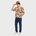 Men's Off White-Color Round Neck Camouflage Regular T-Shirt, Off White, small