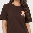 Women's Brown Cotton Round Neck Regular T-Shirt, Brown, small