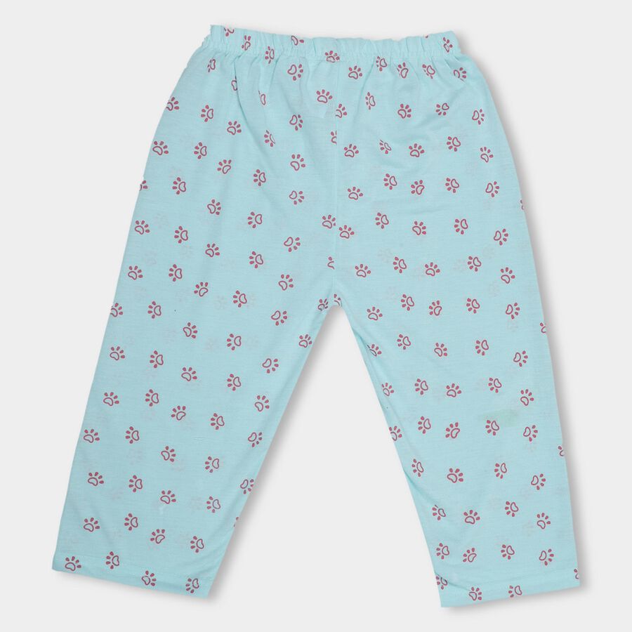 Girls' Light Aqua Blue Regular Fit Printed Pull-Up Capri, Aqua, large image number null