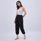 Women's Jet Black Relaxed Fit Floral Print Harem Pants, काला, small image number null