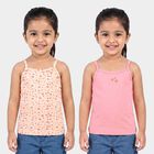 Girls Coral Cotton Round Neck Quilted Vest, Coral, small