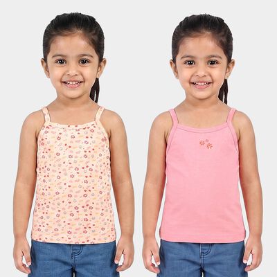 Girls Coral Cotton Round Neck Quilted Vest
