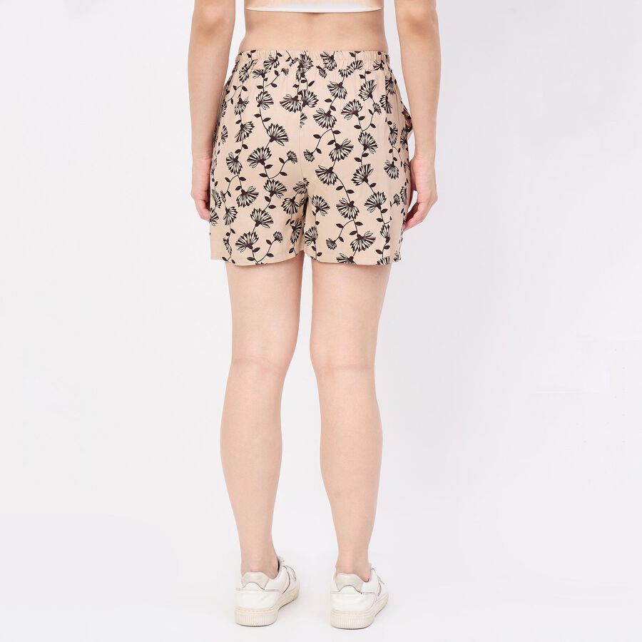 Women's Beige Relaxed Fit Printed Tassel Detail Shorts, गहरा पीला, large