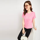 Cotton Round Neck T-Shirt, Pink, small image number null