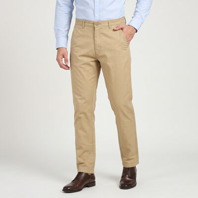 Men's Beige Slim Fit Chino Trousers