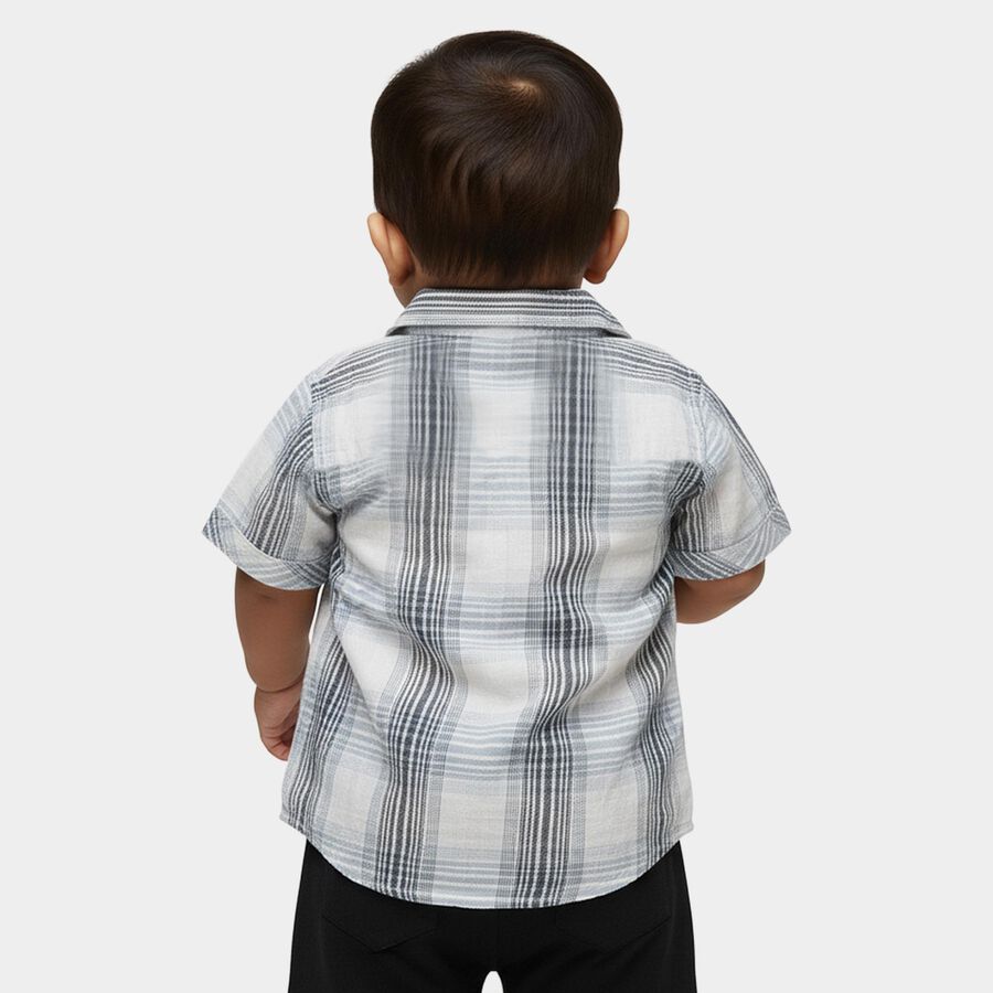 Infants' Light Blue Cotton Mandarin Collar Classic Shirt, Light Blue, large