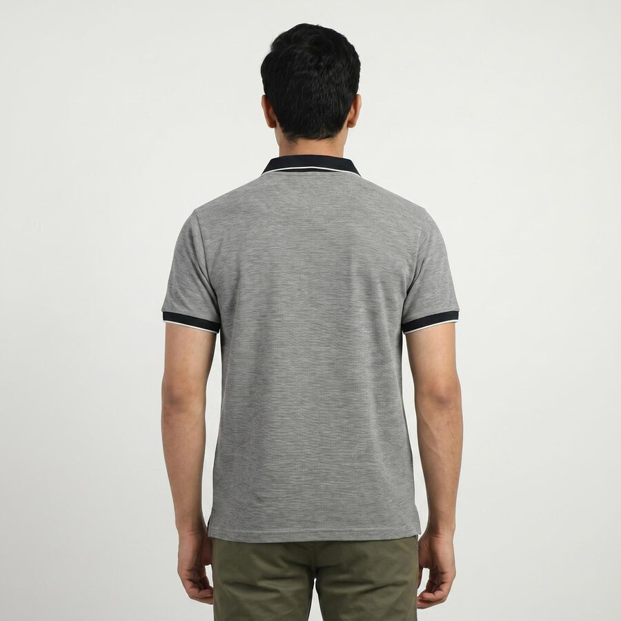 Men's Navy Blue Cotton Collared Casual T-Shirt, Navy Blue, large