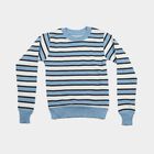 Boys' Light Blue Crew Neck Striped Pullover, Light Blue, small