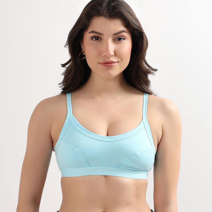Ladies' 100% Cotton Bra, Aqua, large image number null