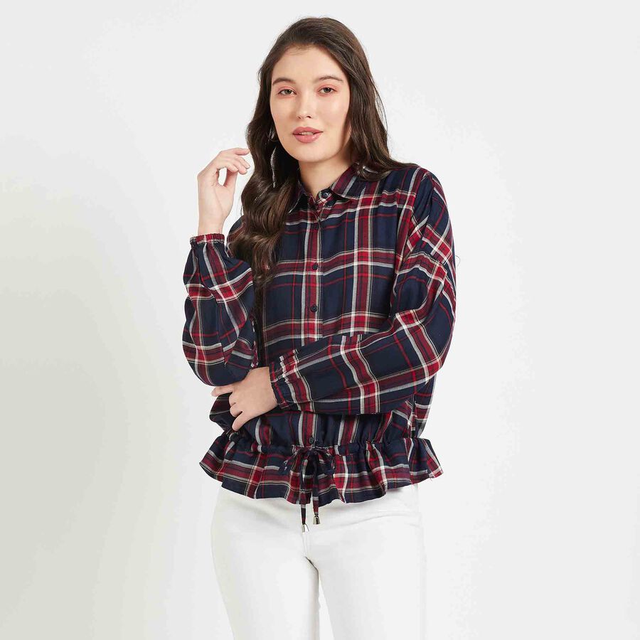 Checked Shirt, Navy Blue, large image number null