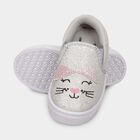 Girls Bright Silver Slip-On Casual Shoes, Grey, small image number null