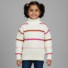 Girls Off White Turtleneck Casual Pullover, Off White, small image number null