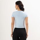 Women's Light Blue Round Neck Crop Top, हल्का नीला, small image number null