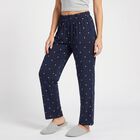 Women's Navy Blue Straight Fit Heart Printed Pyjama, Navy Blue, small