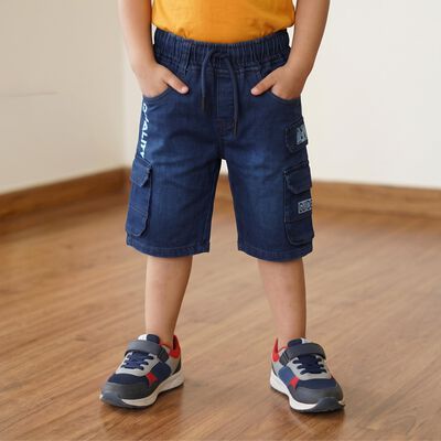 Boys' Navy Blue Regular Fit Multi-Pocket Cargo Jamaican Shorts