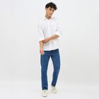 Men's Bright Snow White Cotton Spread Collar Casual Shirt, सफ़ेद, small image number null