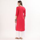 Women's Maroon Mandarin Collar Straight Kurta, Maroon, small
