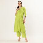 Women's Light Sage Green 100% Cotton Printed Ethnic Set, हल्का हरा, small