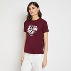 Ladies' Round Neck T-Shirt , वाइन, small image number null