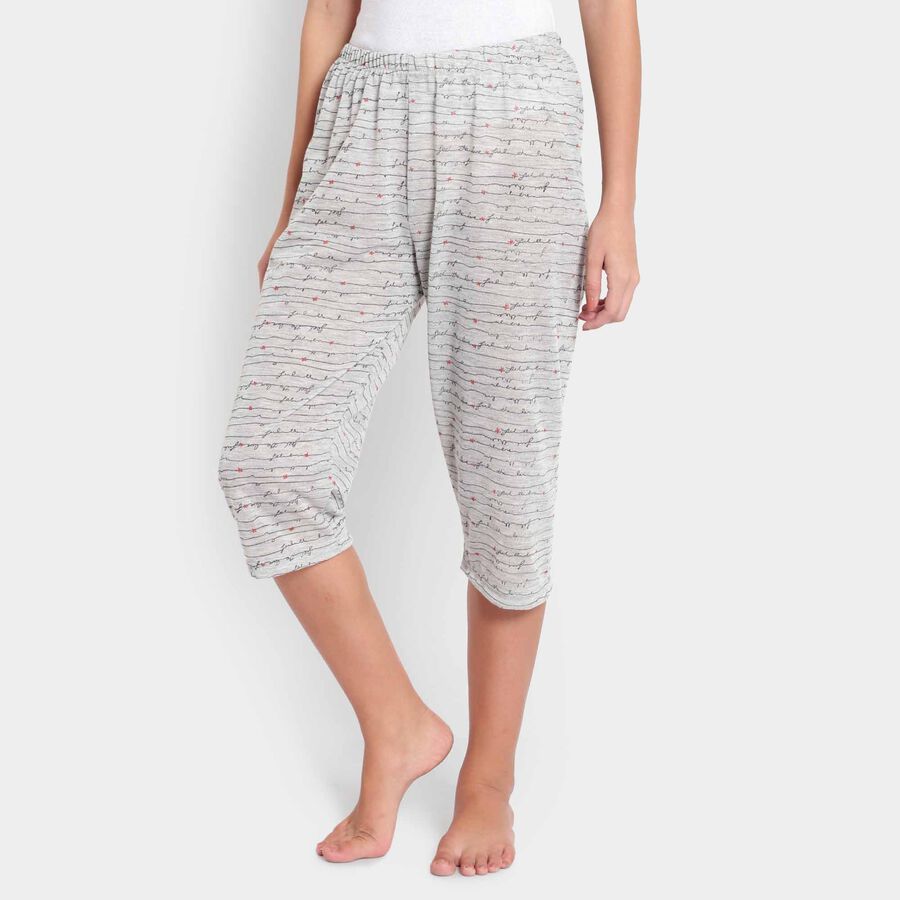 Printed Flared Capri, Light Grey, large image number null