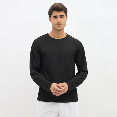 Men's Jet Black Crew Neck Athleisure T-Shirt