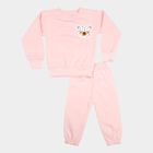 Girls Pink Round Neck Lounge Hipster Set, हल्का गुलाबी, small