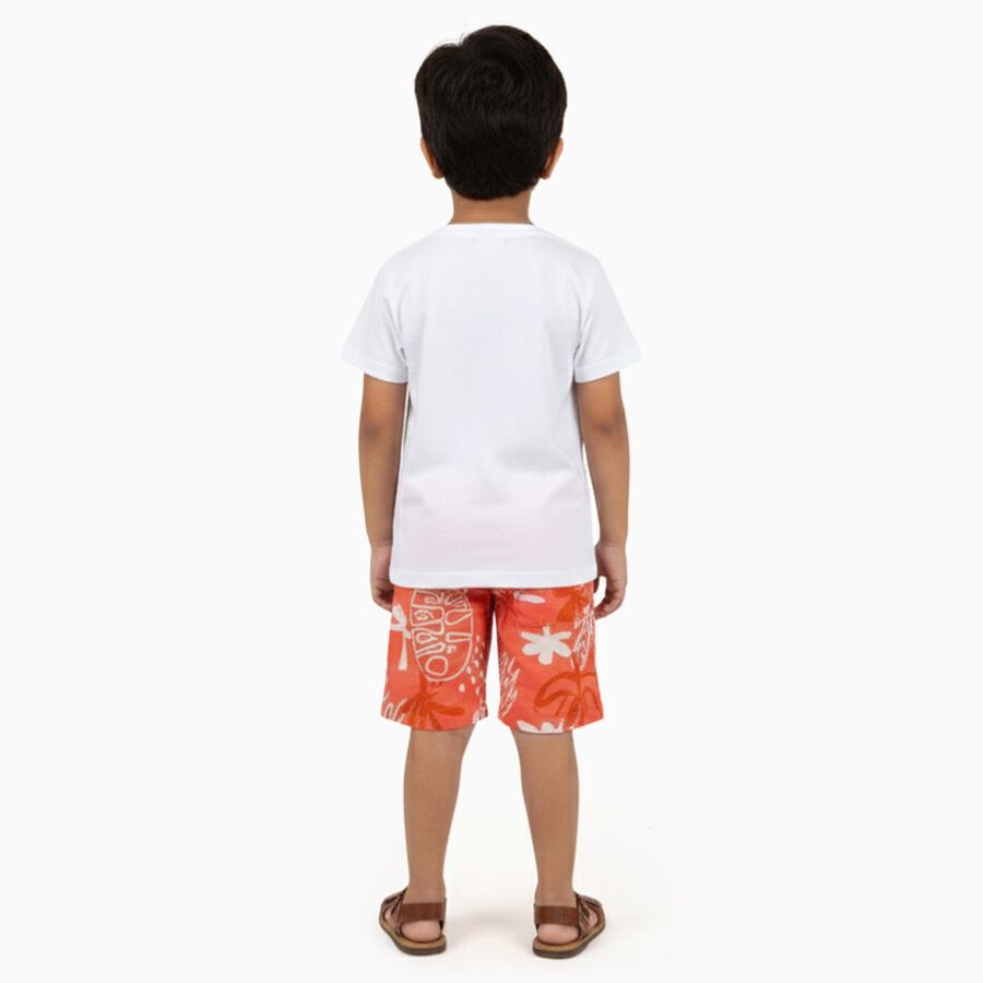 Boys' White Cotton Round Neck Graphic Baba Suit, सफ़ेद, large image number null