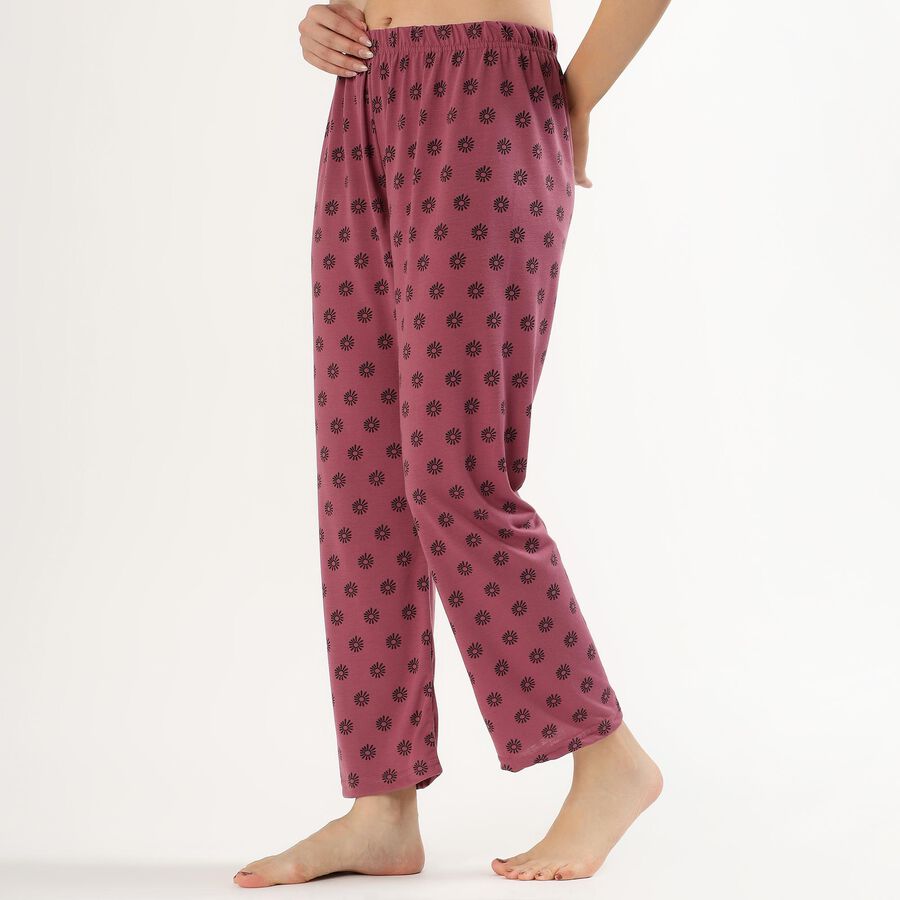 Women's Dusty Rose Floral Printed Relaxed Fit Pyjama, गुलाबी, large image number null
