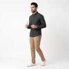 Men's Dark Grey Cotton Button-Down Collar Shirt, गहरा ग्रे, small