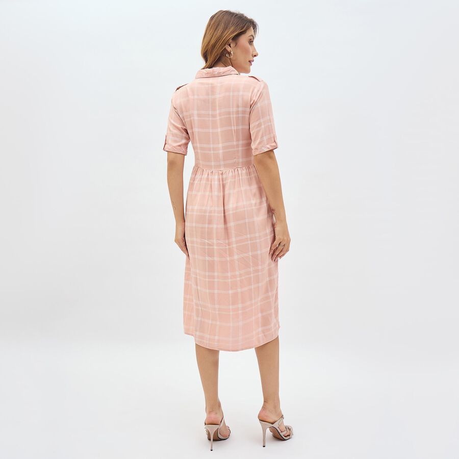 Women's Soft Pink Collared Casual Dress, गुलाबी, large image number null