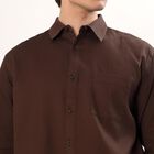 Men's Rich Chocolate Brown Classic Casual Shirt, भूरा, small image number null