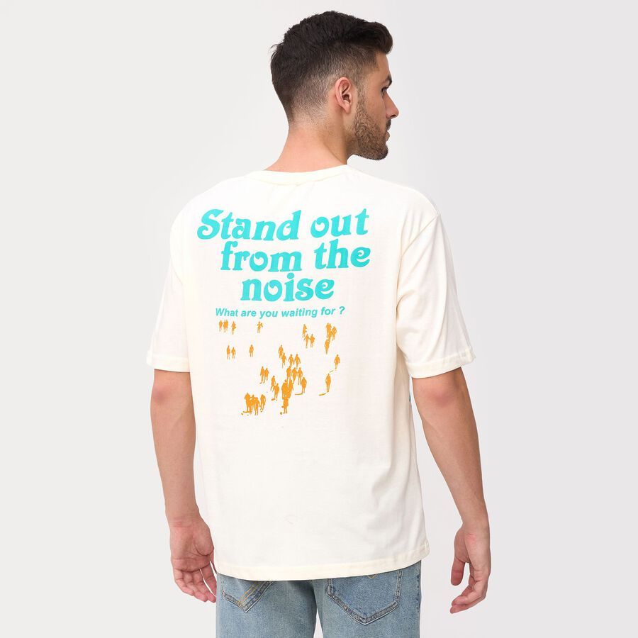 Men's Round Neck Half Sleeves T-Shirt, Off White, large image number null