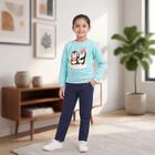Girls' Aqua Round Neck Pullover Sweatshirt, Aqua, small