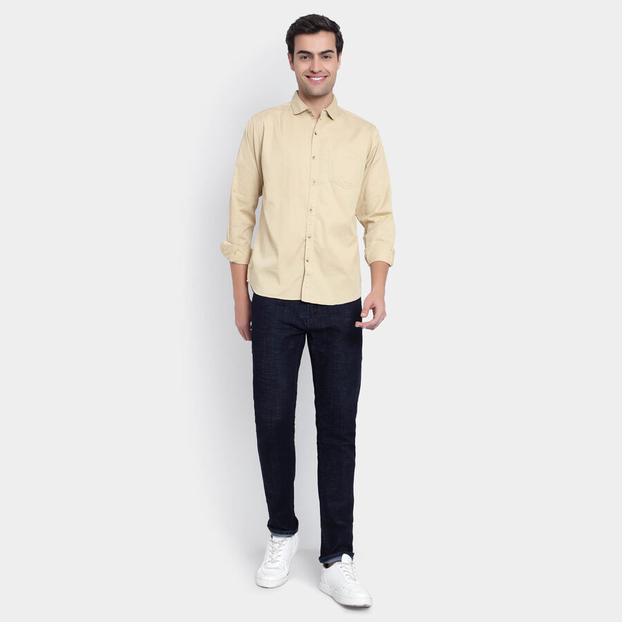Cotton Solid Casual Shirt, Beige, large image number null