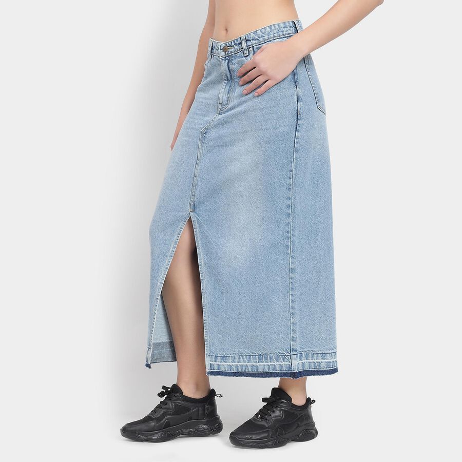 Ladies' 100% Cotton Skirt , हल्का नीला, large image number null