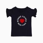 Girls' Navy Blue Cotton Round Neck Casual T-Shirt, नेवी ब्लू, small image number null