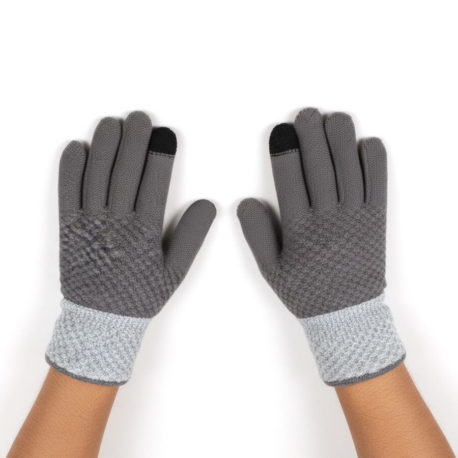 Men's Gloves, मिश्रित मध्यम ग्रे, large