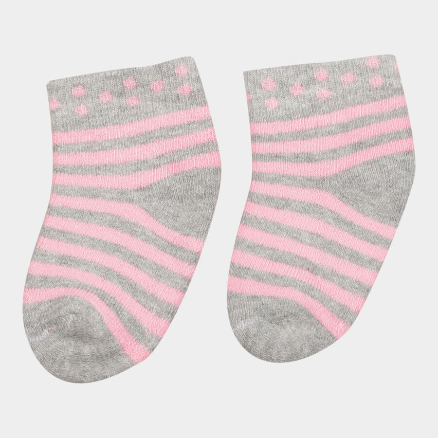 Infants Cotton Stripes Socks, Pink, large image number null