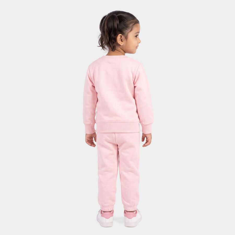 Girls Pink Round Neck Lounge Hipster Set, हल्का गुलाबी, large
