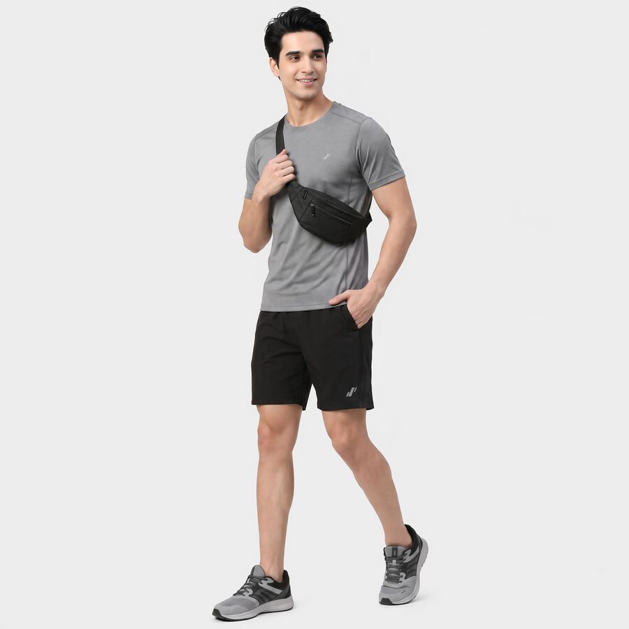 Men's Black Regular Fit Sports Shorts, Black, large